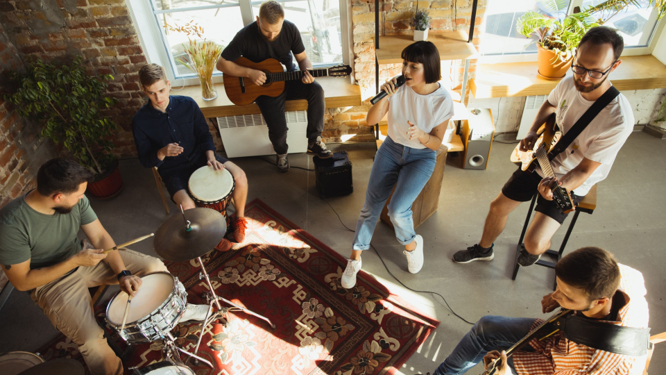 popular musical instruments in a jam session