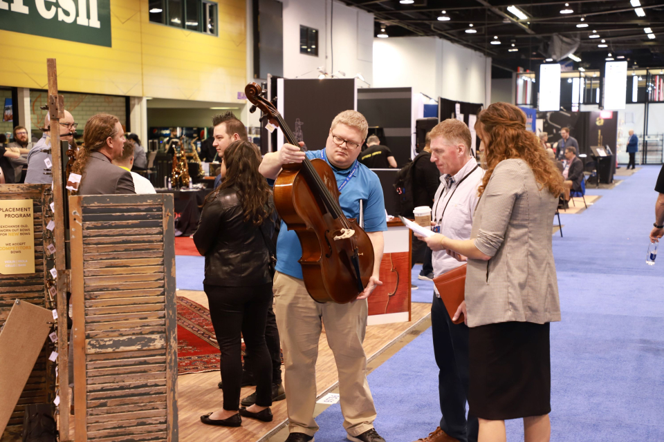 namm show exhibitor shows a cello