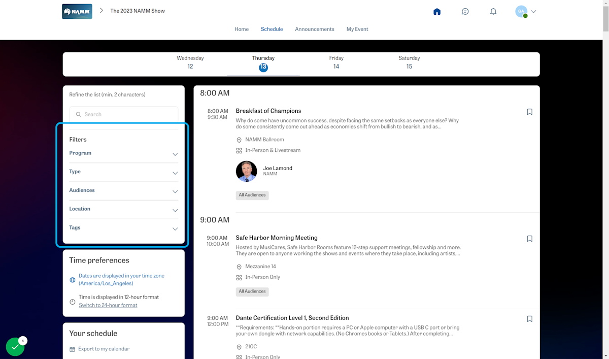 Use the filters to refine the list.